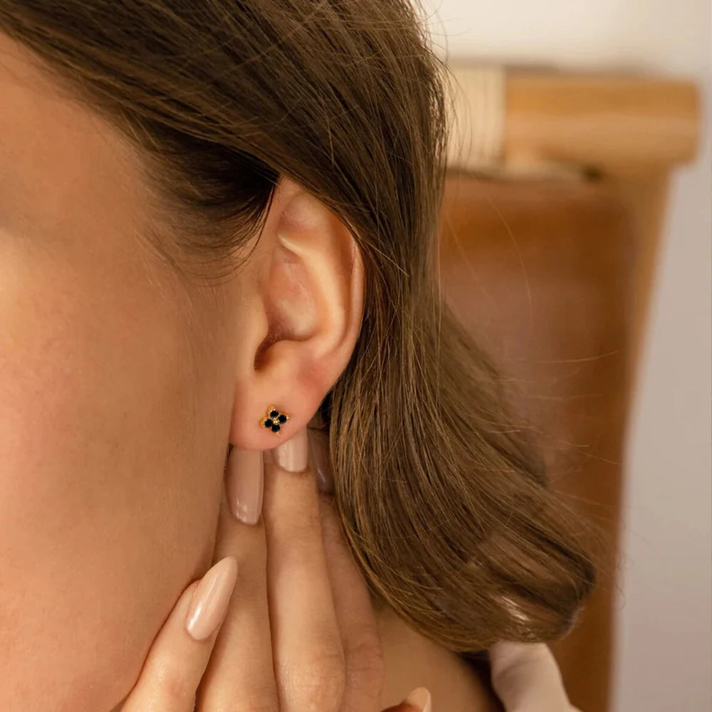 Clover Motif Gold Earrings For Women | Malina 3