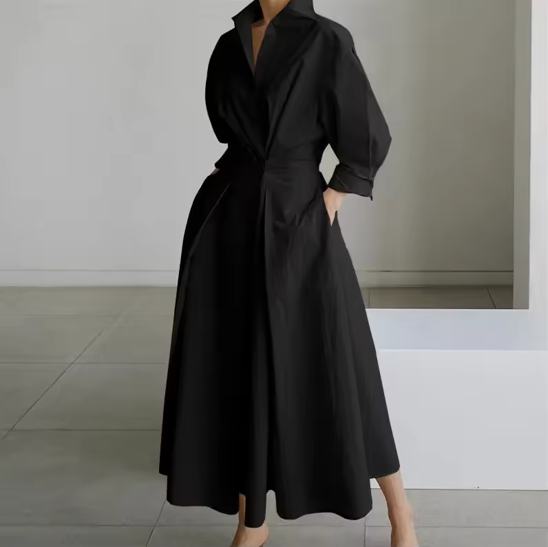 Collared Button-Down Midi Dress for Women | Vivienne