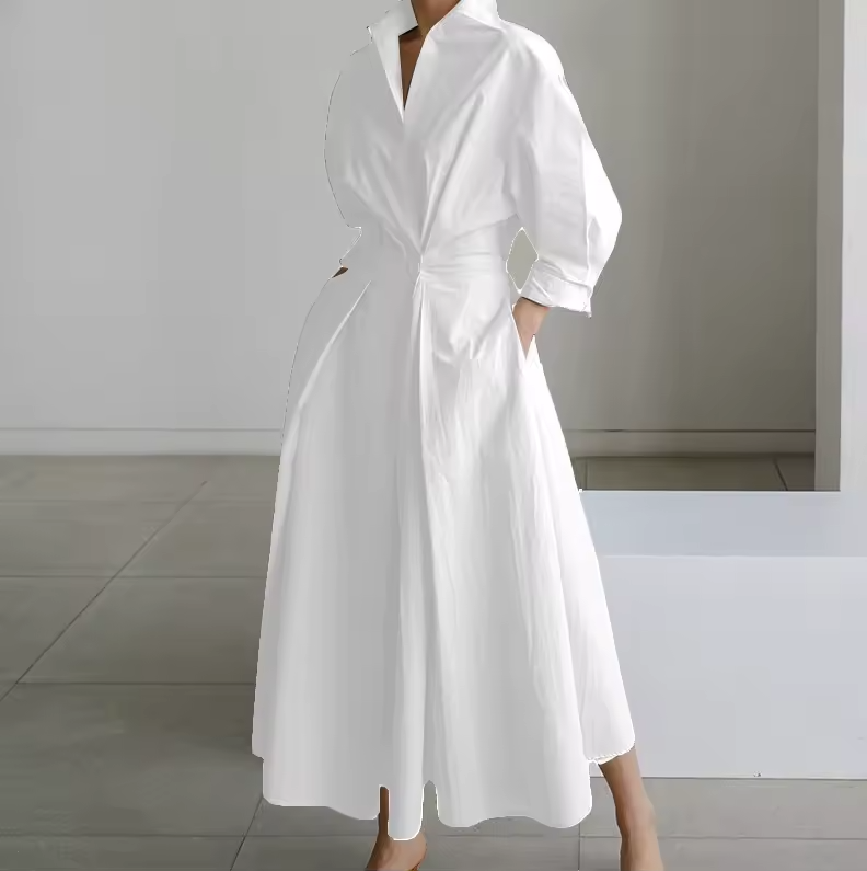Collared Button-Down Midi Dress for Women | Vivienne