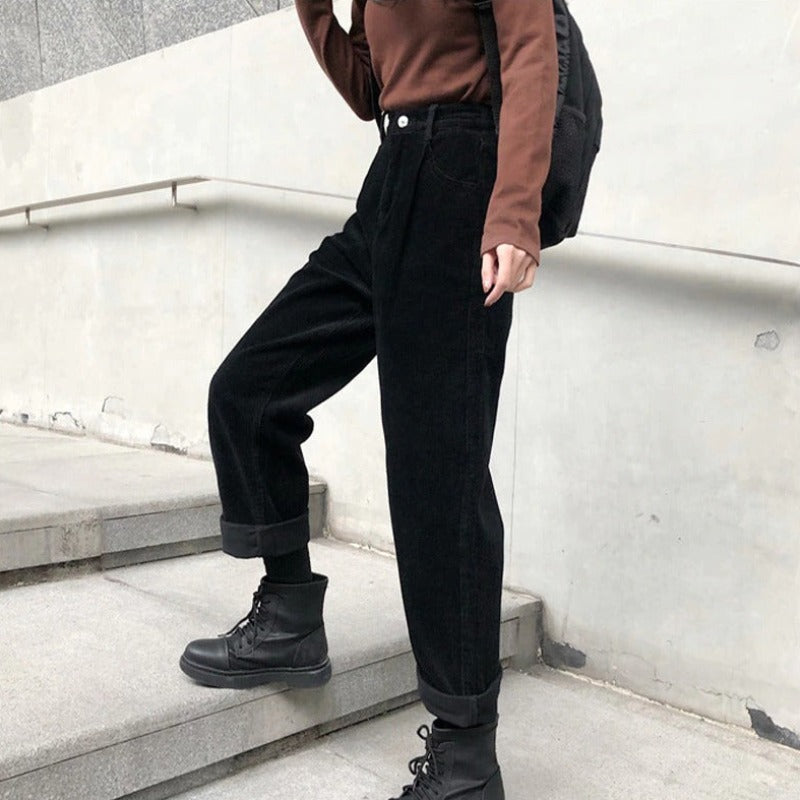 Corduroy Straight Leg Trousers for Women | Charlotte