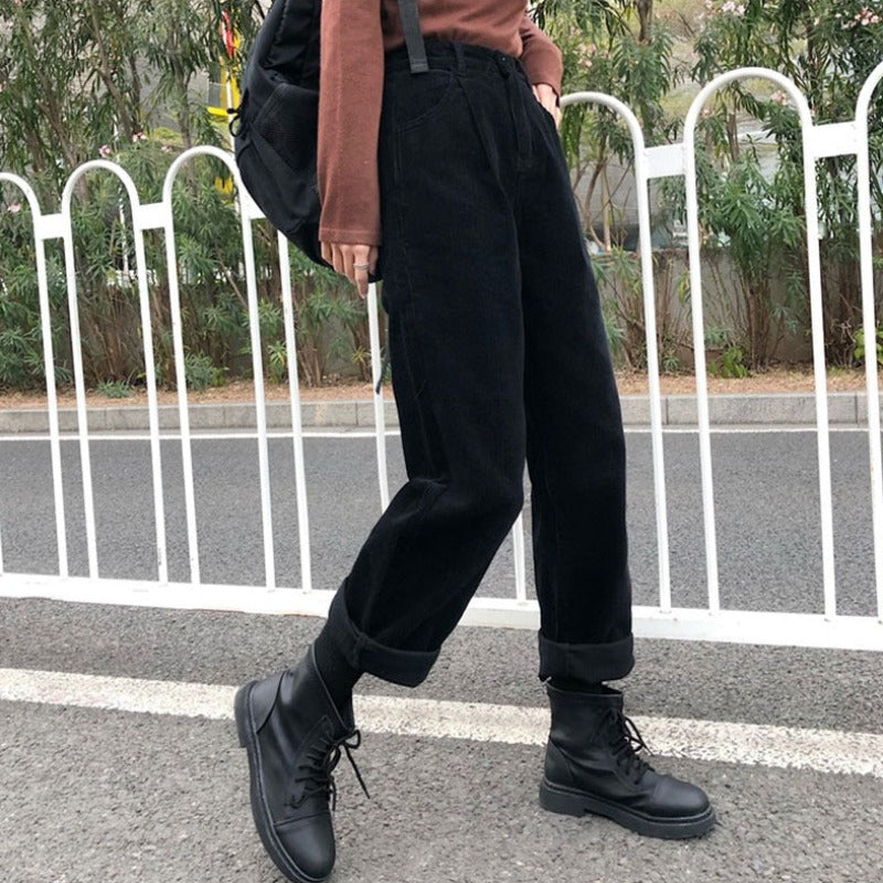Corduroy Straight Leg Trousers for Women | Charlotte
