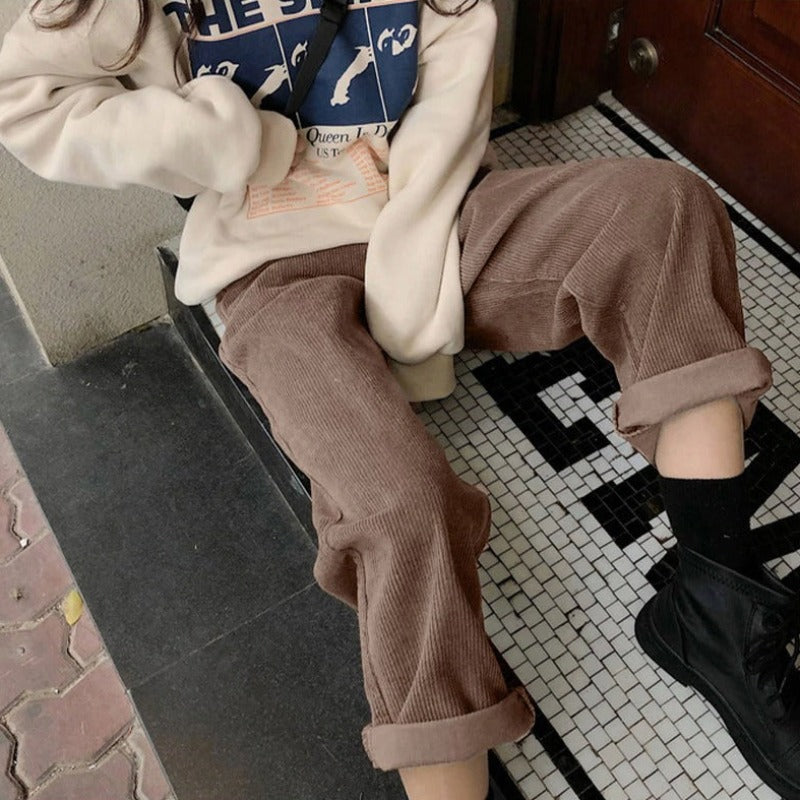 Corduroy Straight Leg Trousers for Women | Charlotte