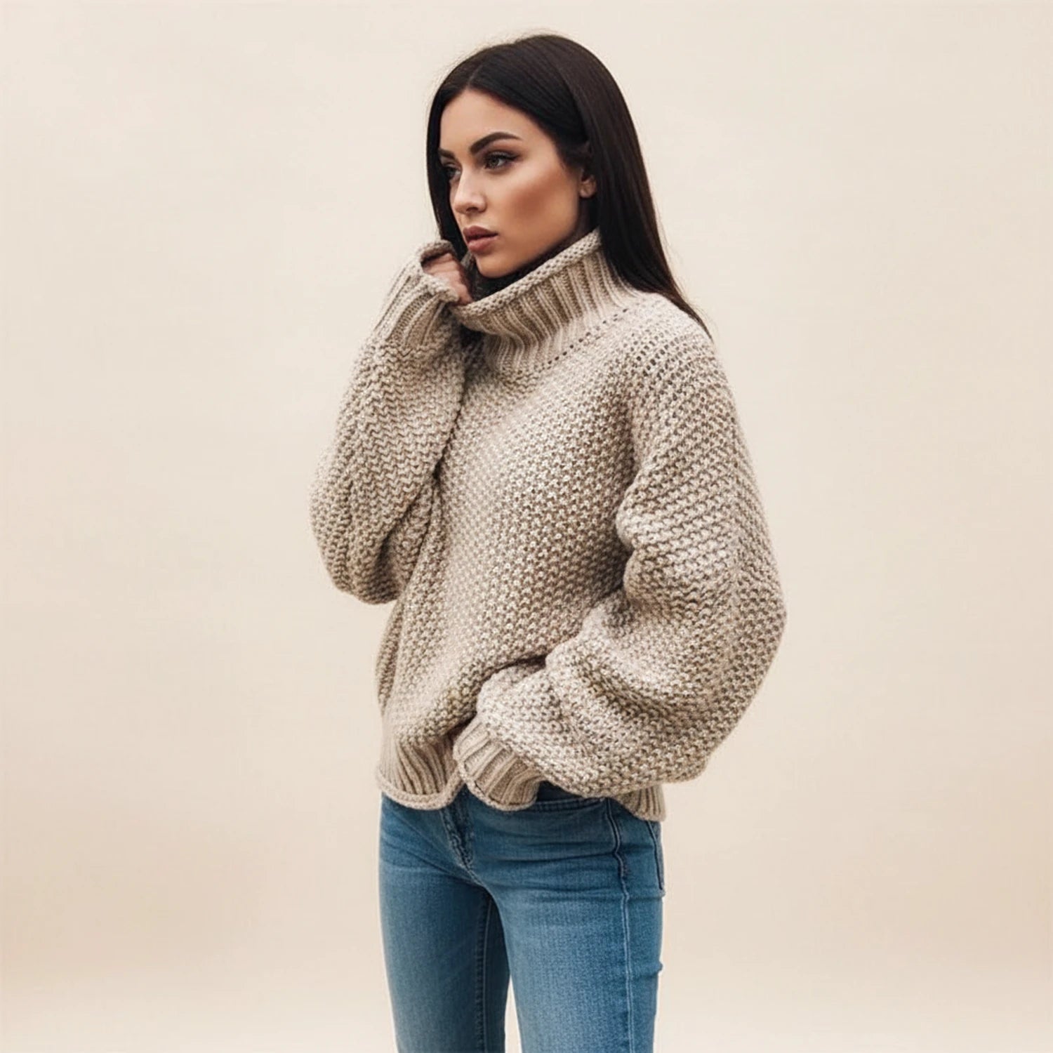 Crisma | Oversized Chunky Knit Turtleneck Sweater 1