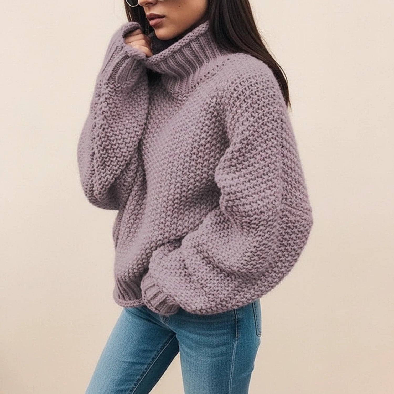 Crisma | Oversized Chunky Knit Turtleneck Sweater 3