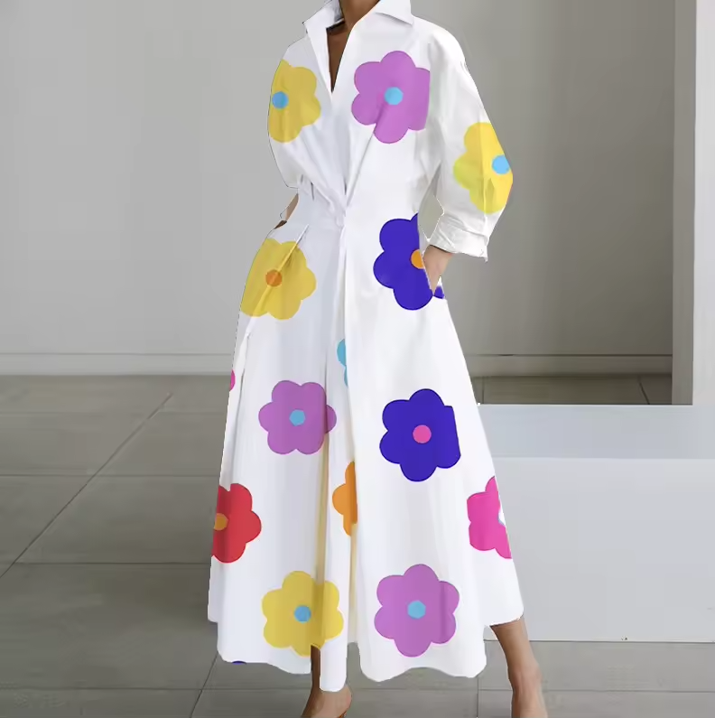 Collared Button-Down Midi Dress for Women | Vivienne