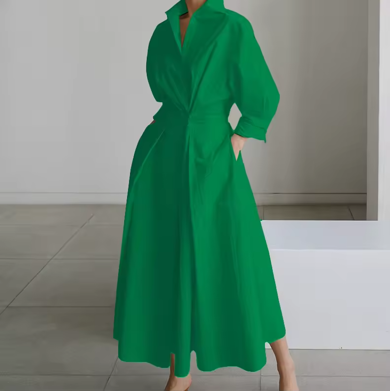 Collared Button-Down Midi Dress for Women | Vivienne