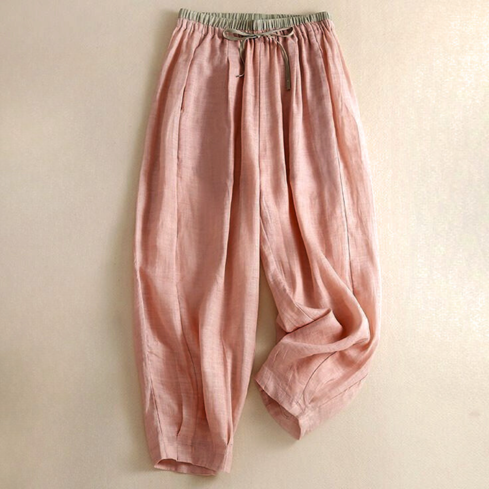 High Waist Tapered Linen Pants for Women | Soly