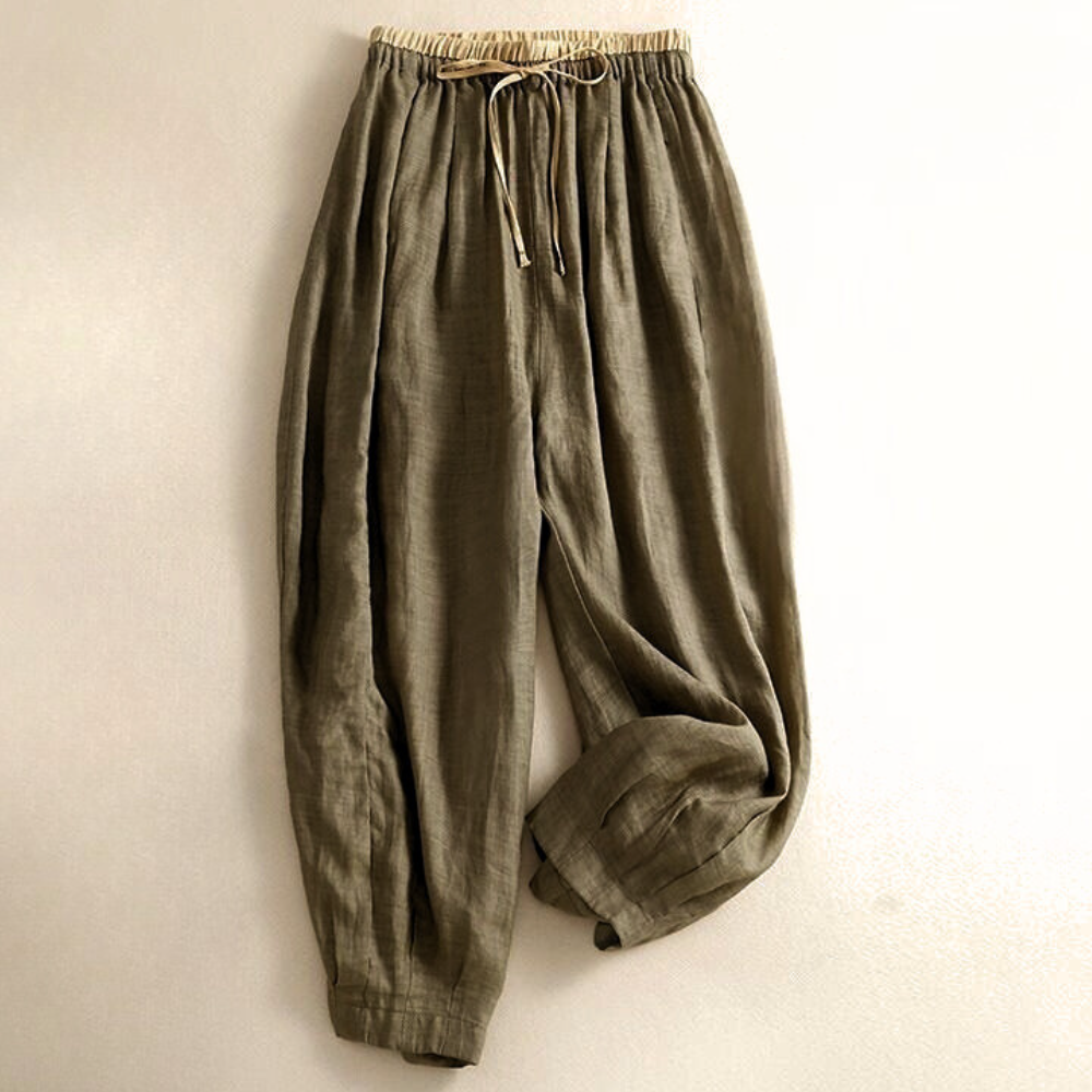 High Waist Tapered Linen Pants for Women | Soly