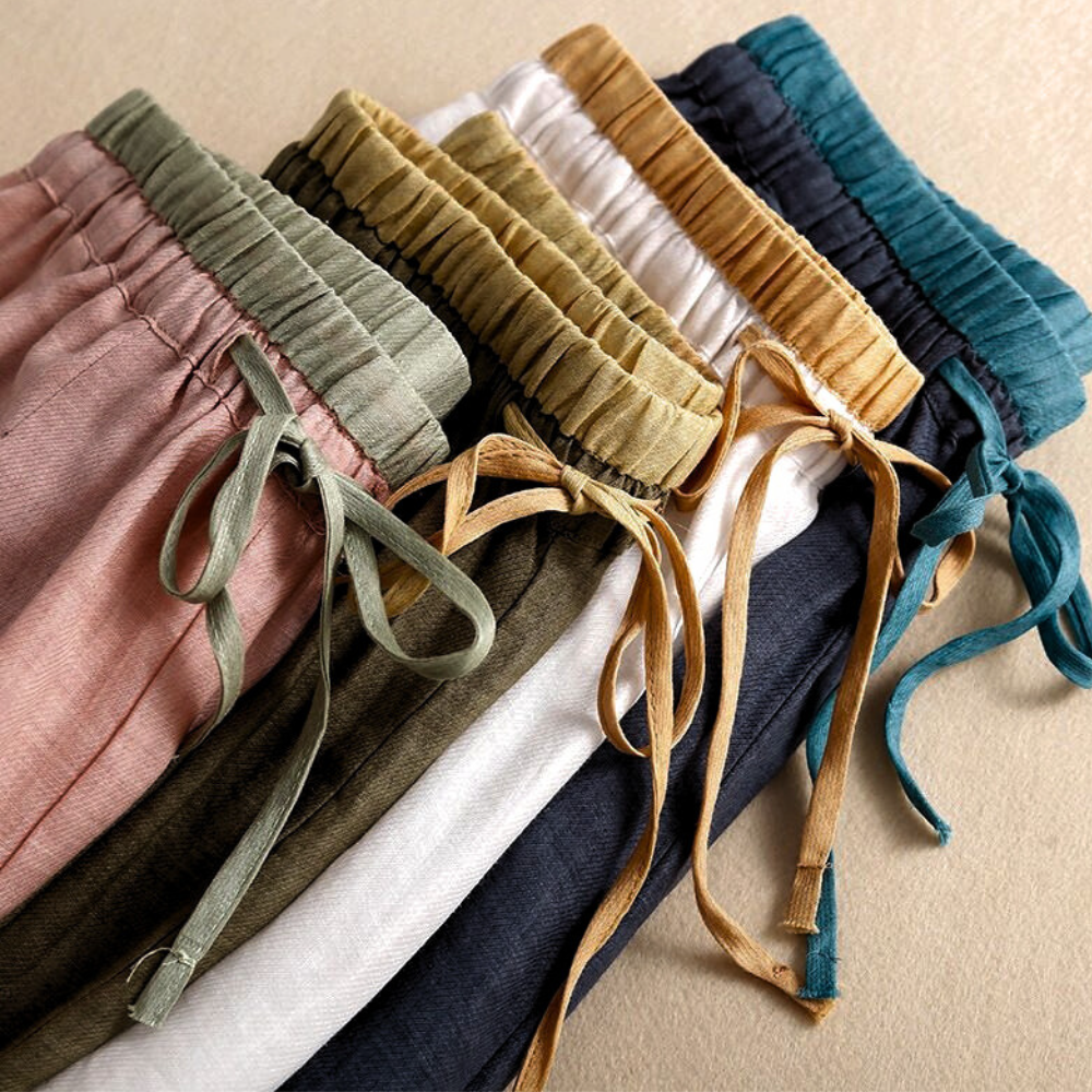 High Waist Tapered Linen Pants for Women | Soly