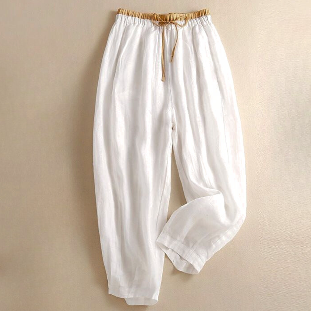 High Waist Tapered Linen Pants for Women | Soly