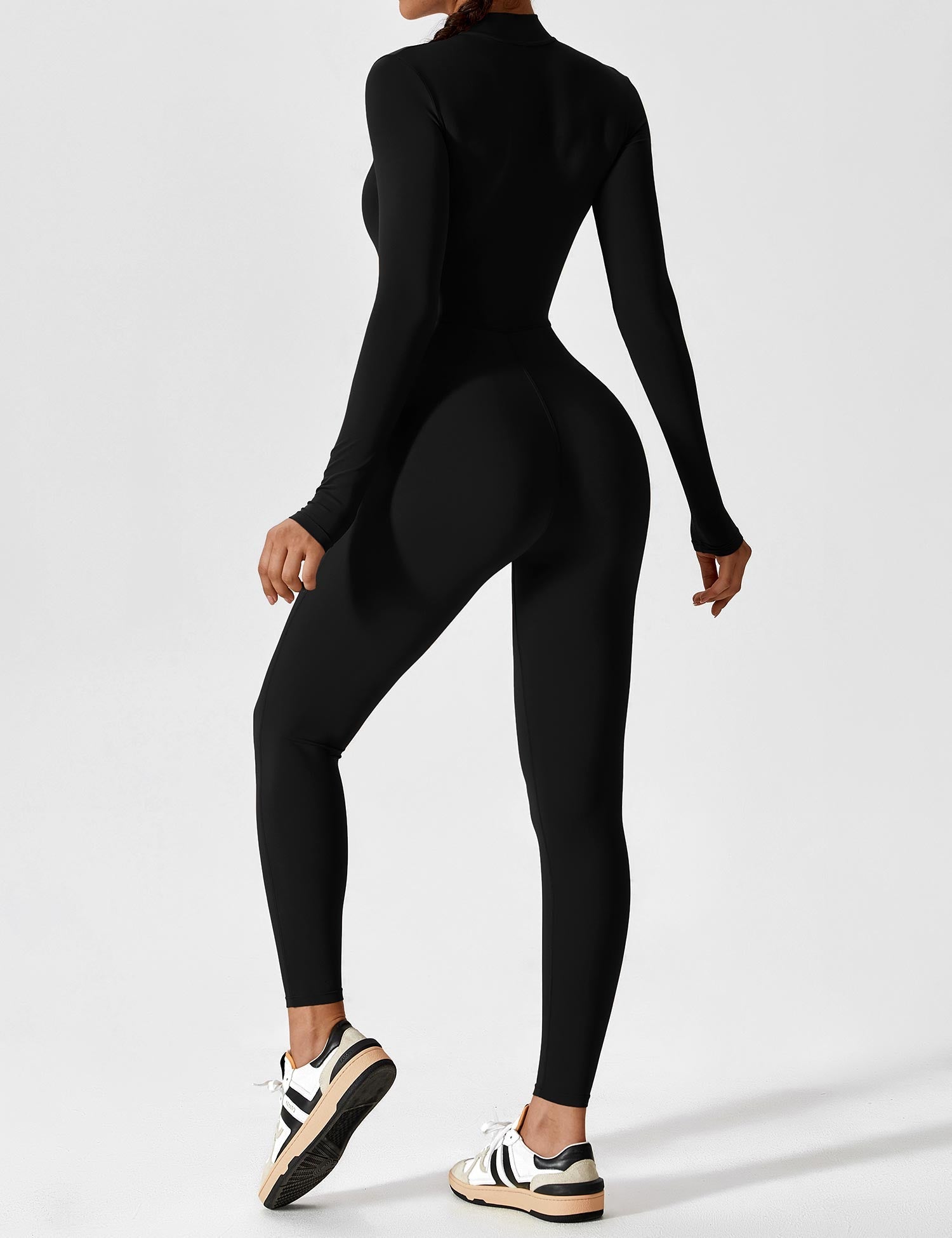 Jessa | Women's Long Sleeve Zip Front Jumpsuit Black 1