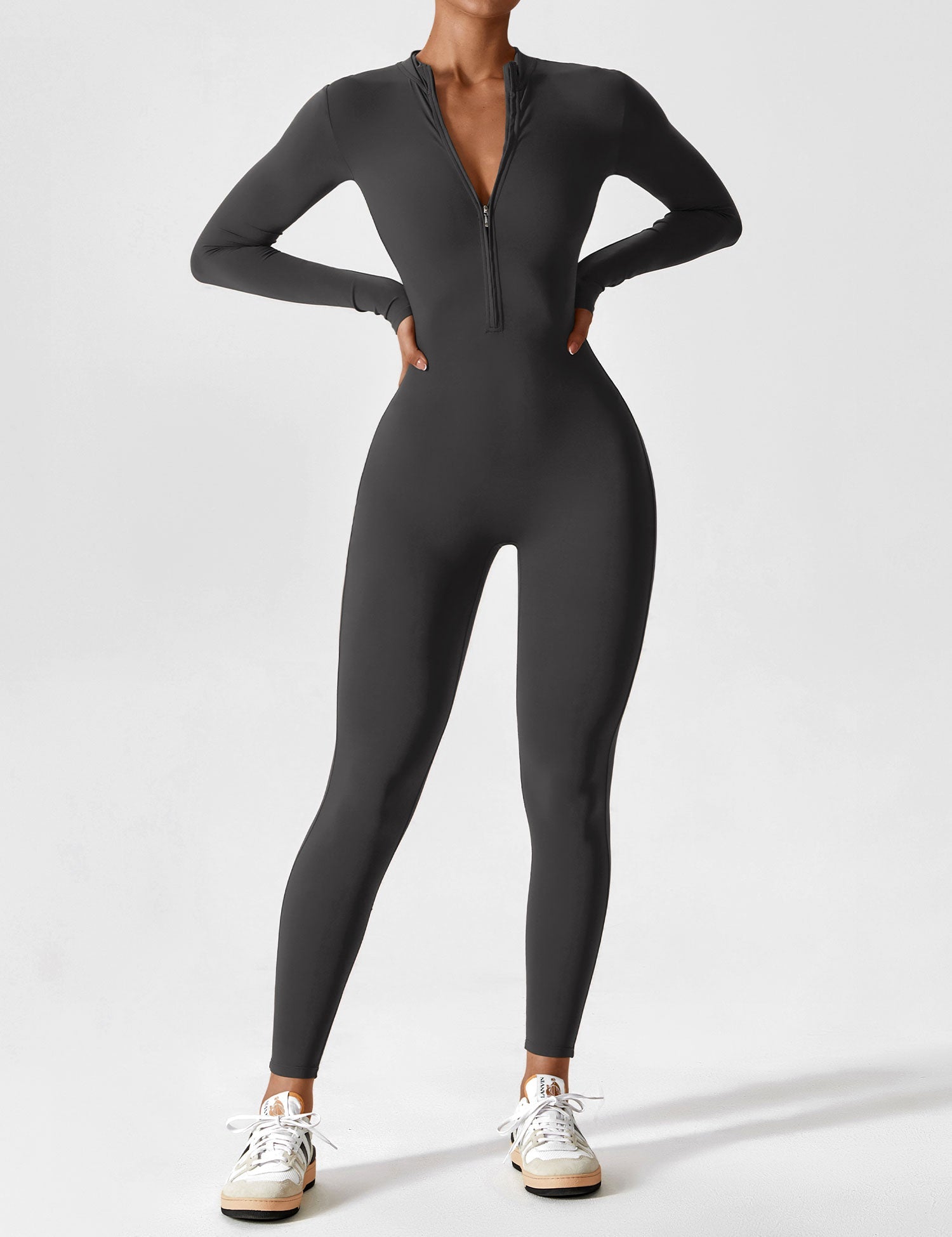 Jessa | Women's Long Sleeve Zip Front Jumpsuit Black 15