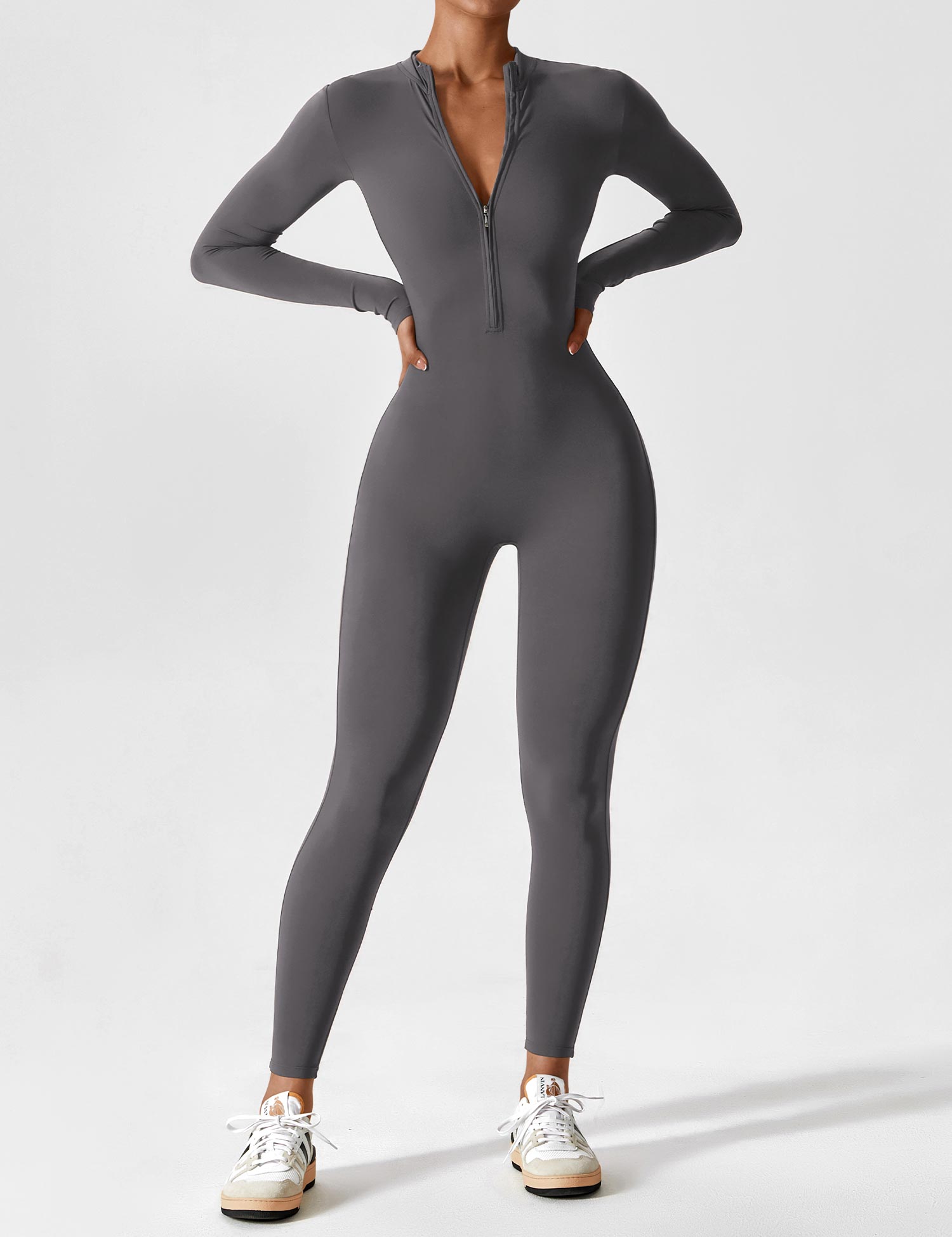 Jessa | Women's Long Sleeve Zip Front Jumpsuit Black 17