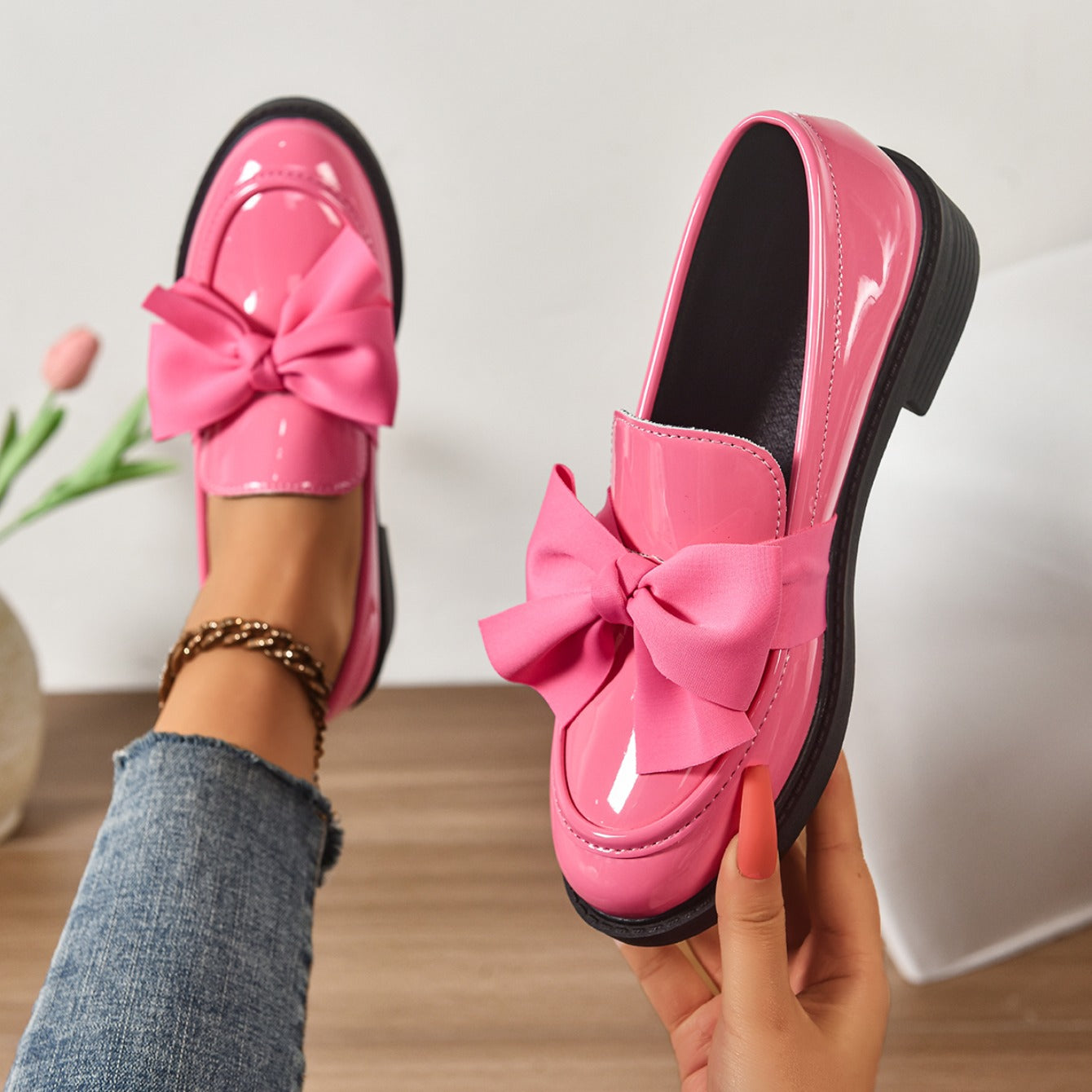Kailin | Glossy Leather Slip-On Loafers 8
