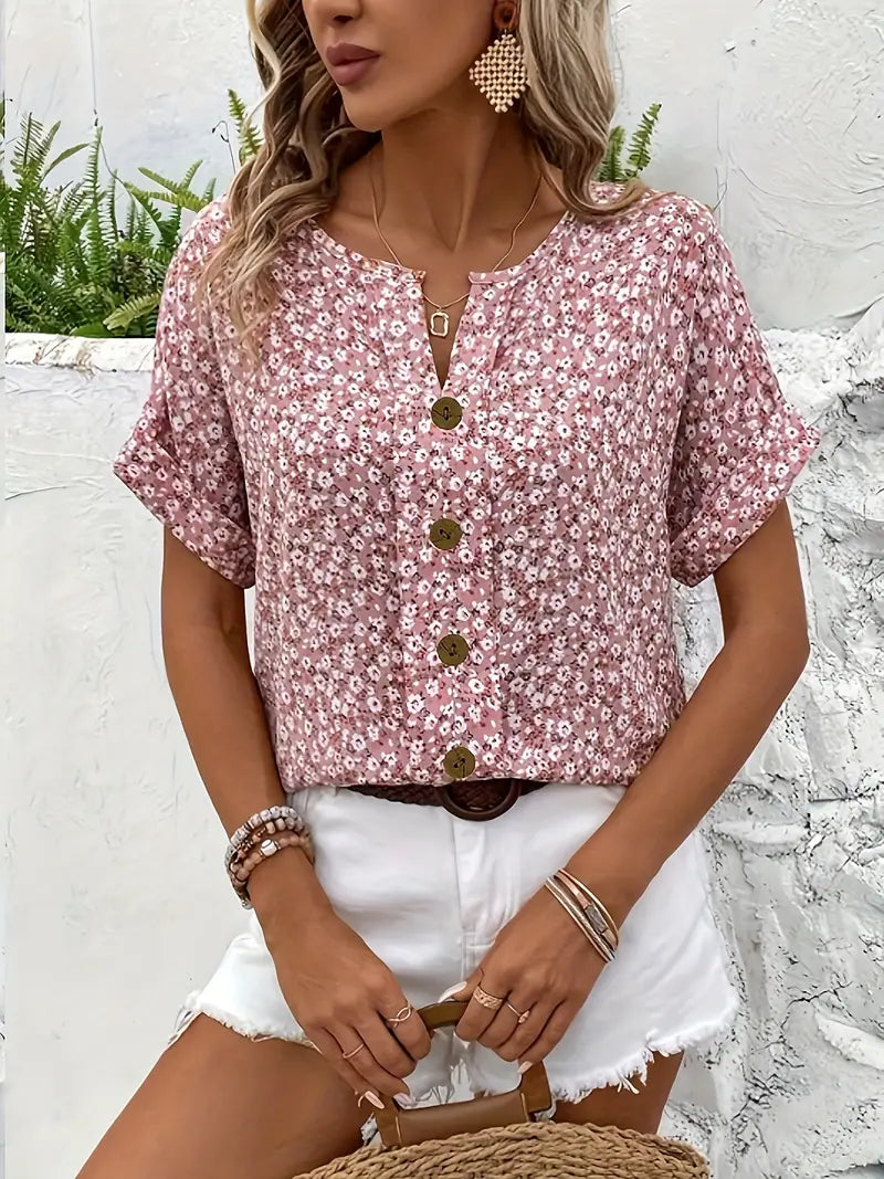 Kara | Summer Short Sleeve Button Blouse for Women 4