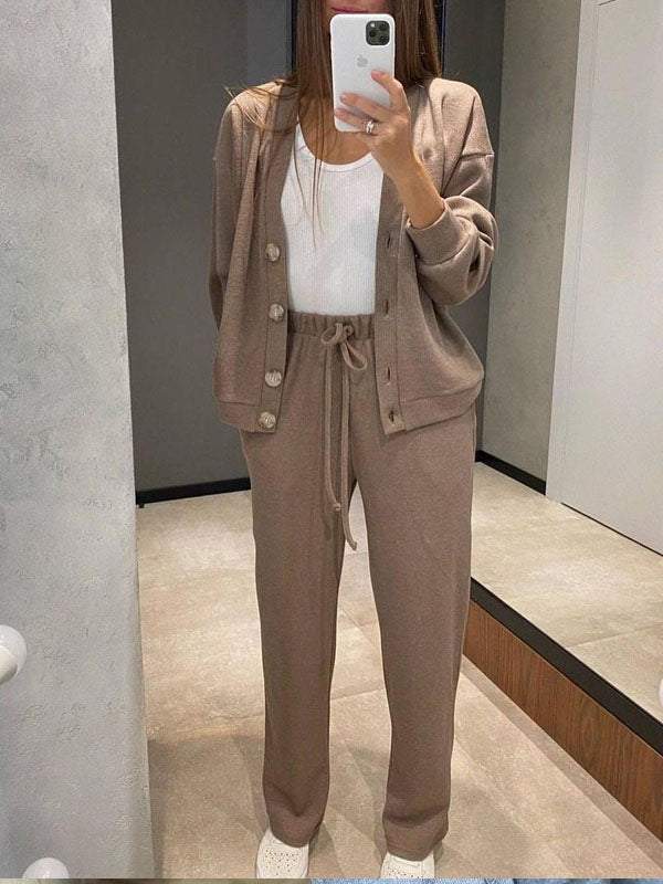 Knitted Cardigan Trousers Set For Women | Liora 0