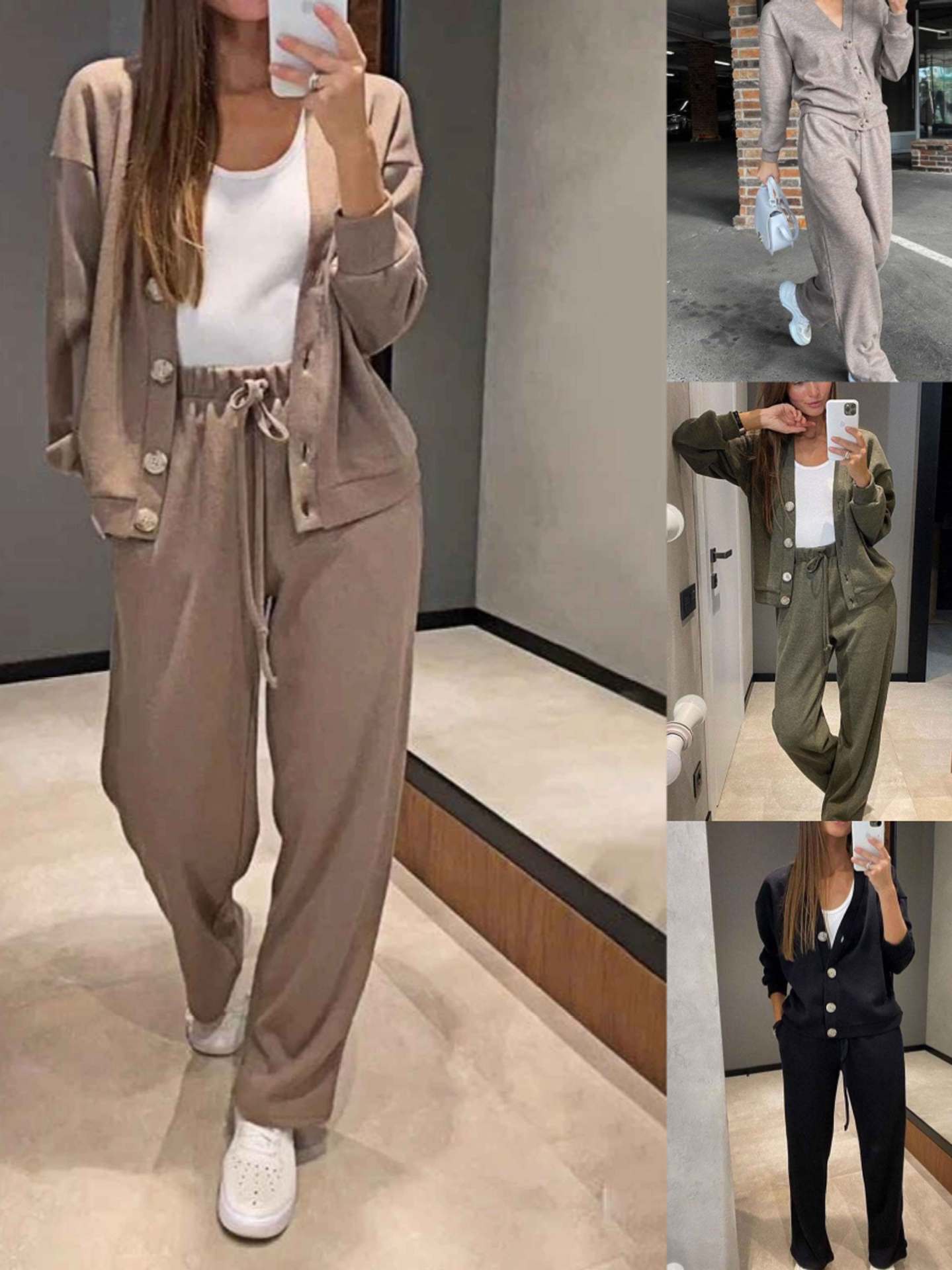 Knitted Cardigan Trousers Set For Women | Liora 8