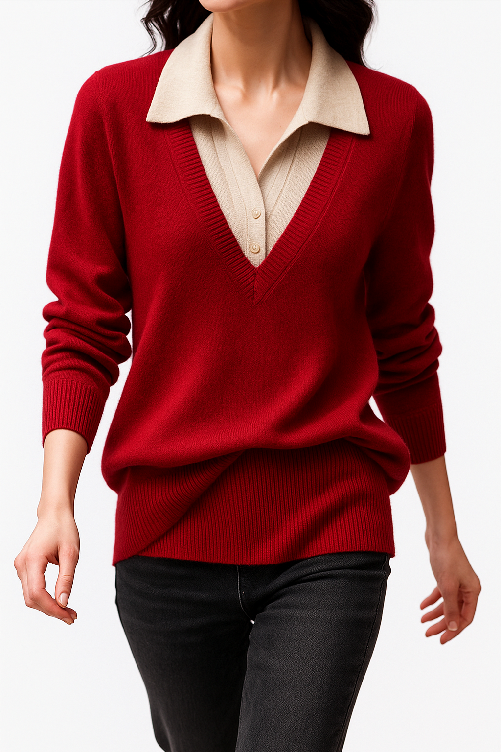 Layered Knit Pullover Elegant Design For Women | Zorina 4