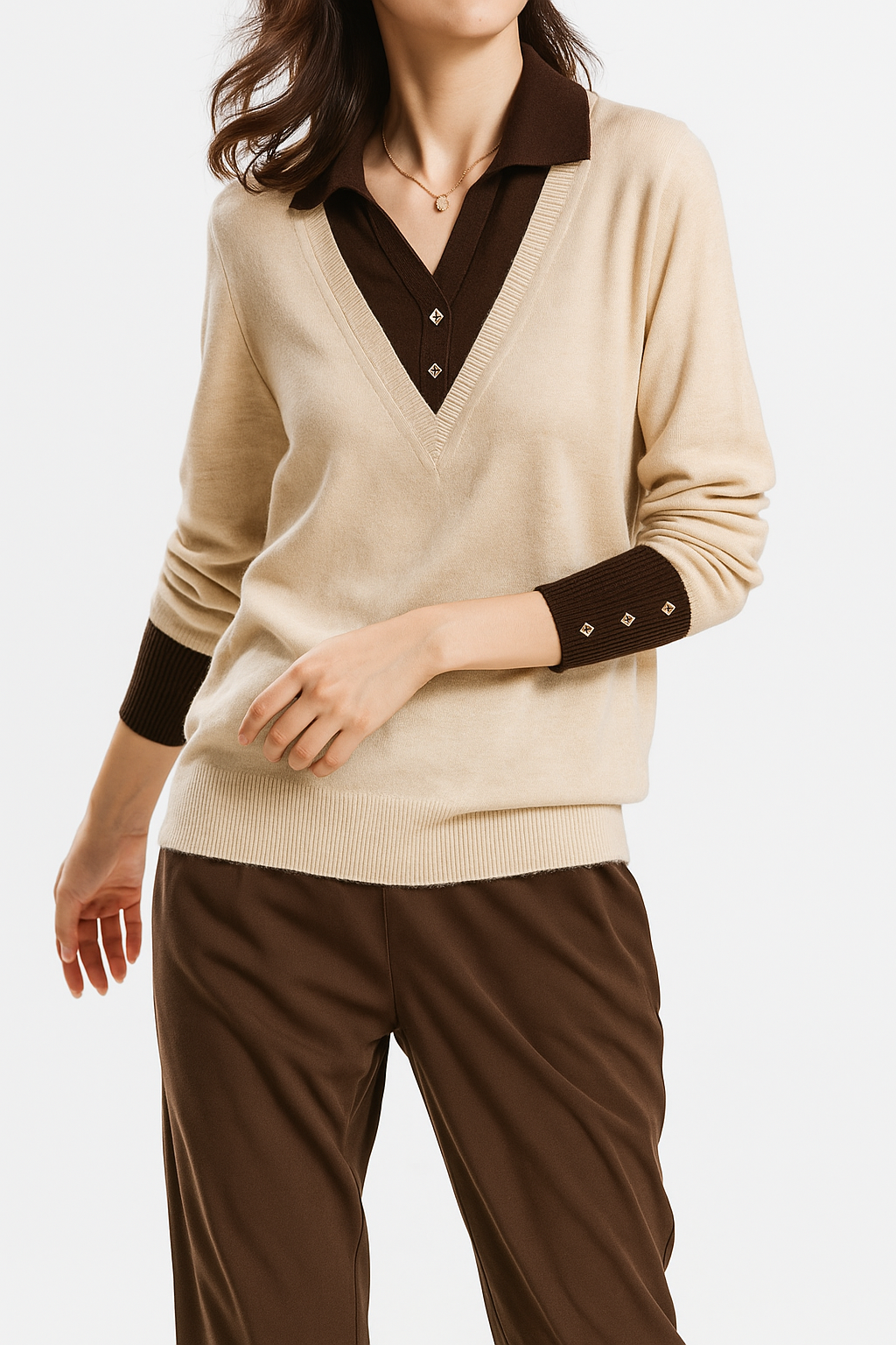 Layered Knit Pullover Elegant Design For Women | Zorina 8