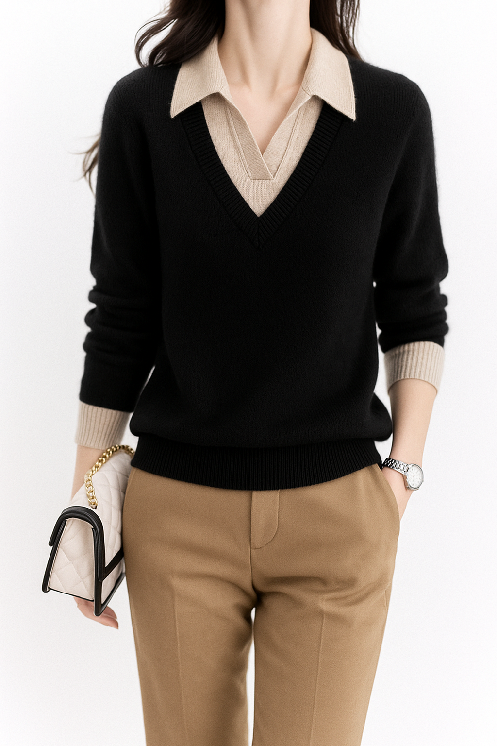 Layered Knit Pullover Elegant Design For Women | Zorina 9