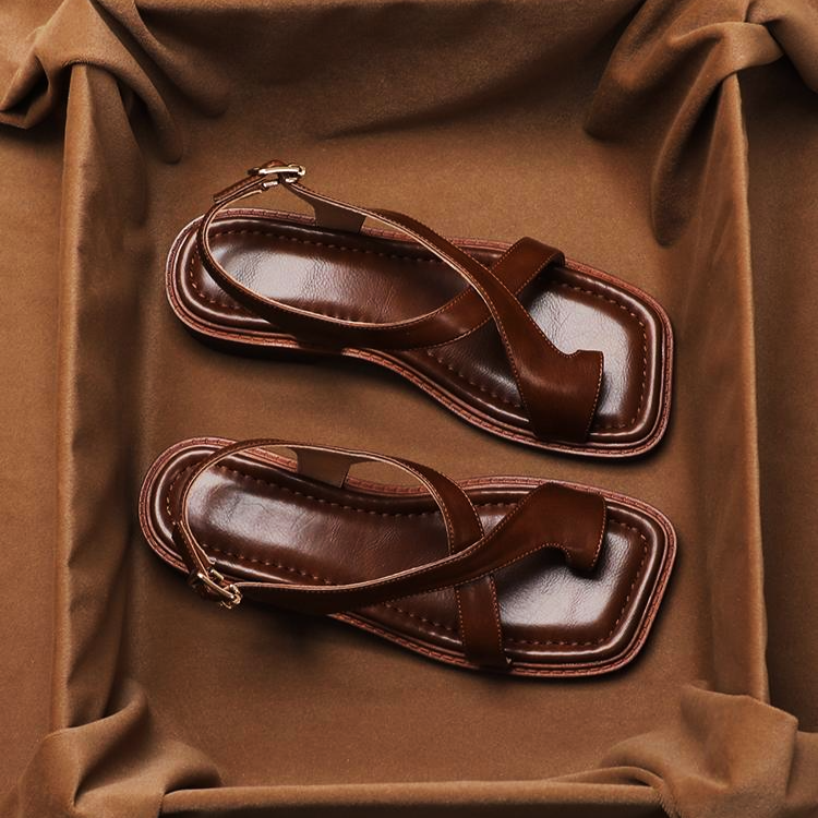Leather Cross Strap Sandals for Women | Livora