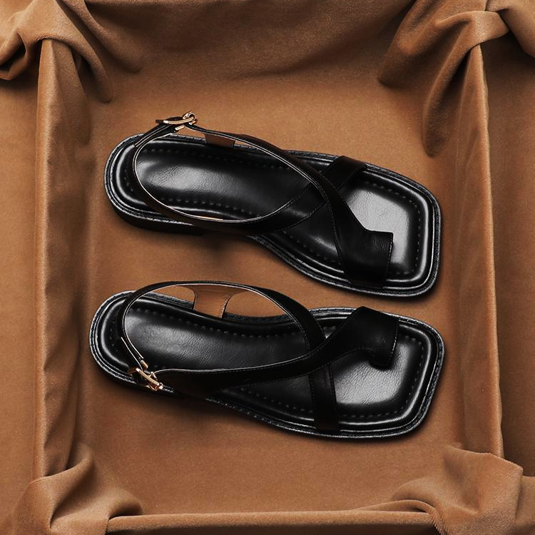 Leather Cross Strap Sandals for Women | Livora