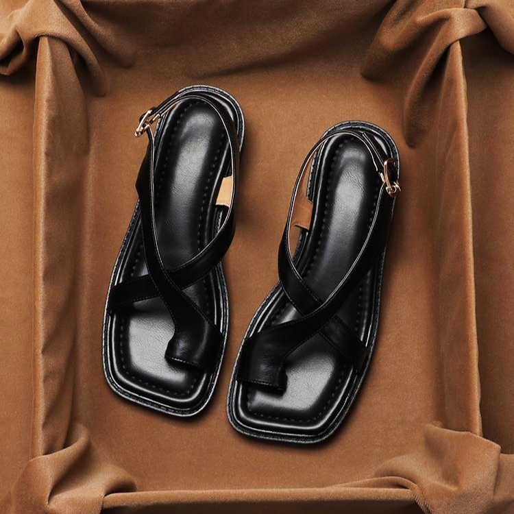 Leather Cross Strap Sandals for Women | Livora