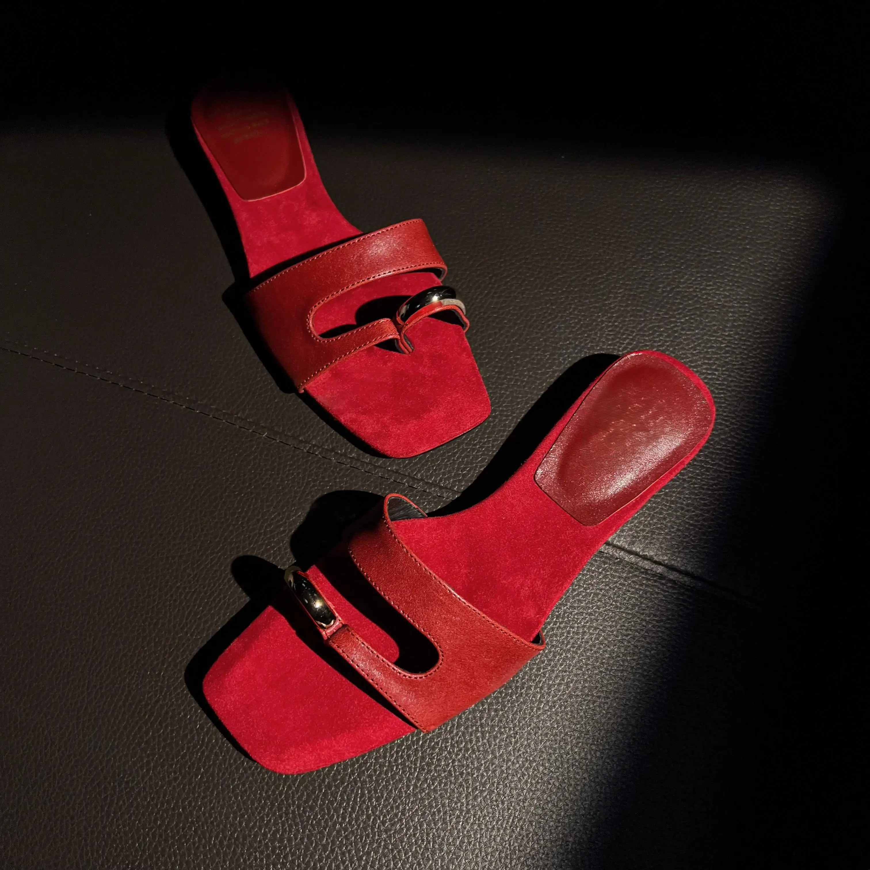 Leather Low Heel Slide Sandals for Women | Ruth