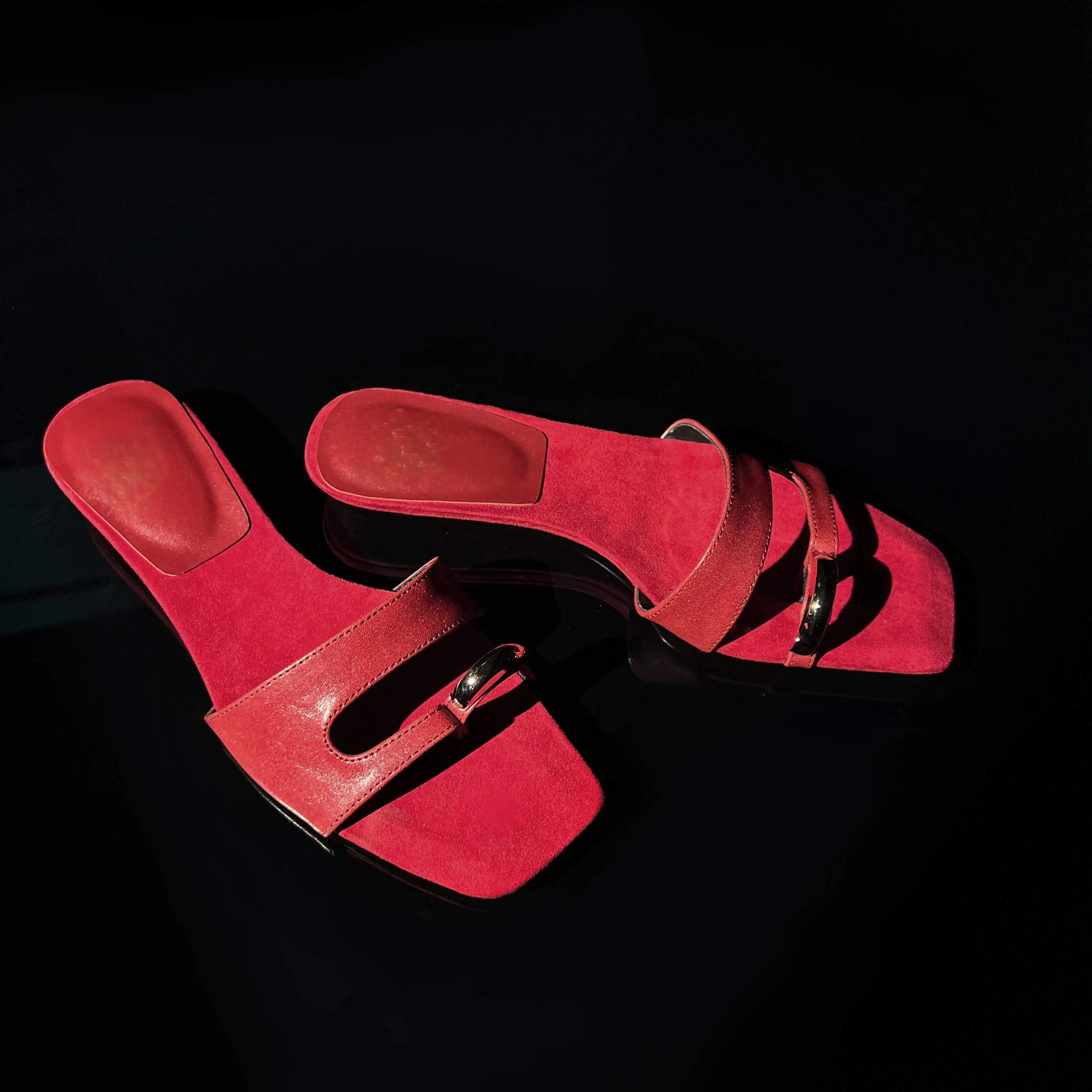 Leather Low Heel Slide Sandals for Women | Ruth