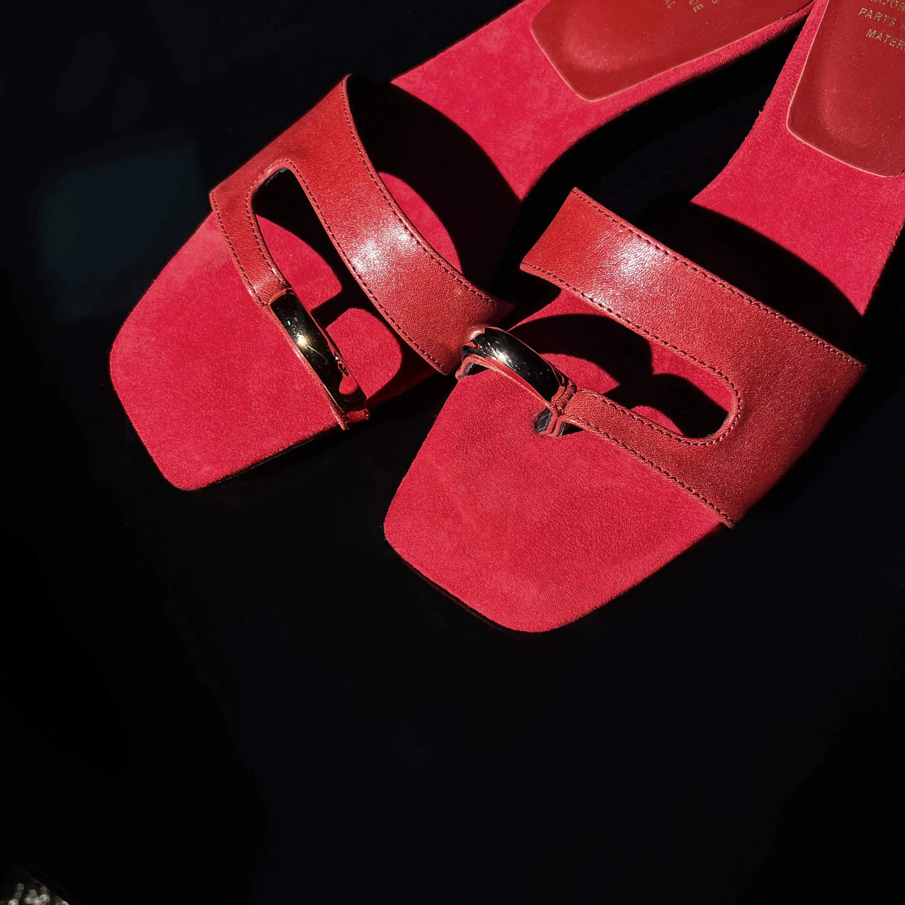 Leather Low Heel Slide Sandals for Women | Ruth