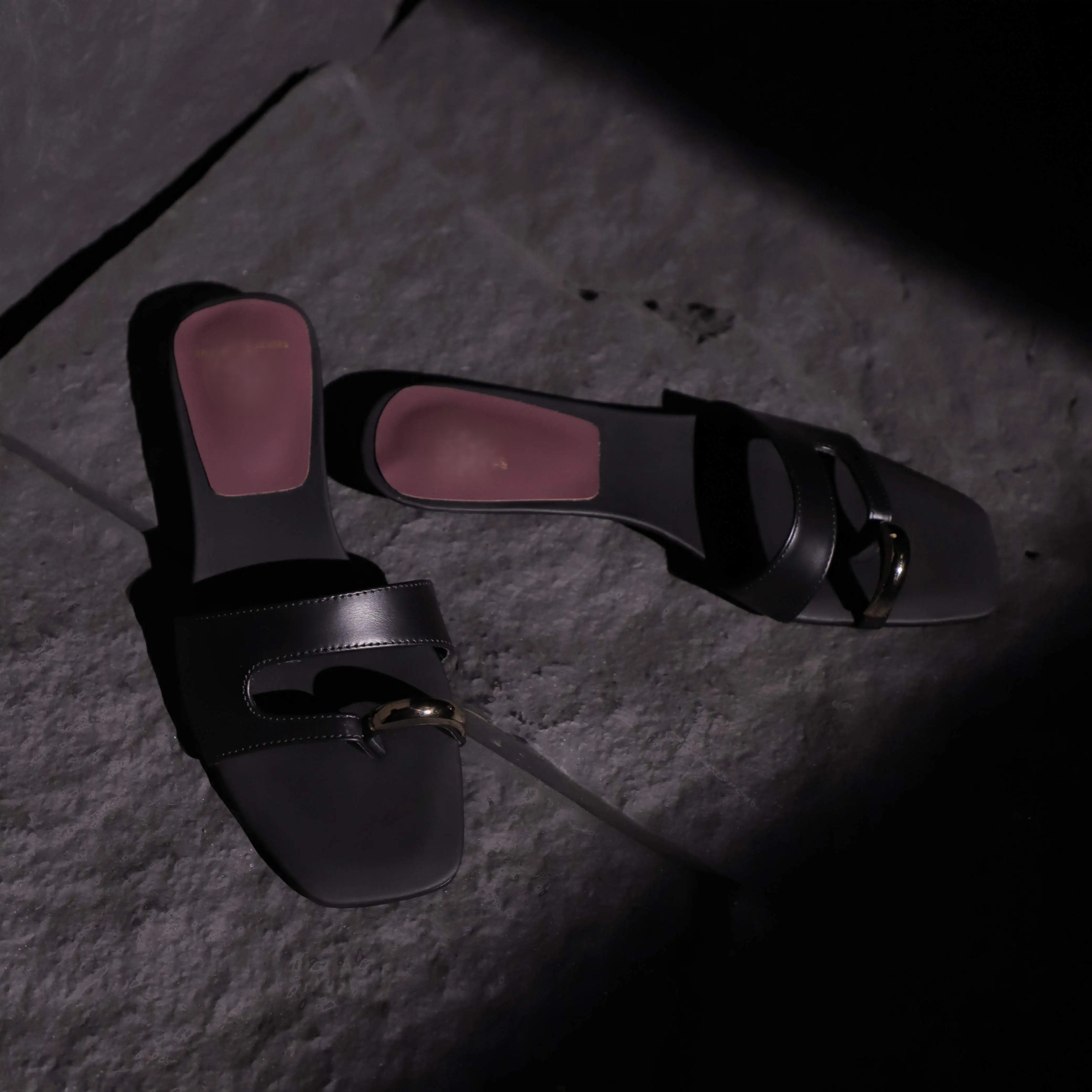 Leather Low Heel Slide Sandals for Women | Ruth