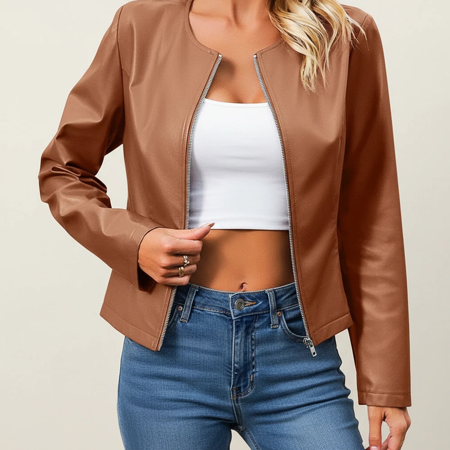 Livia | Slim Fit Leather Jacket 0