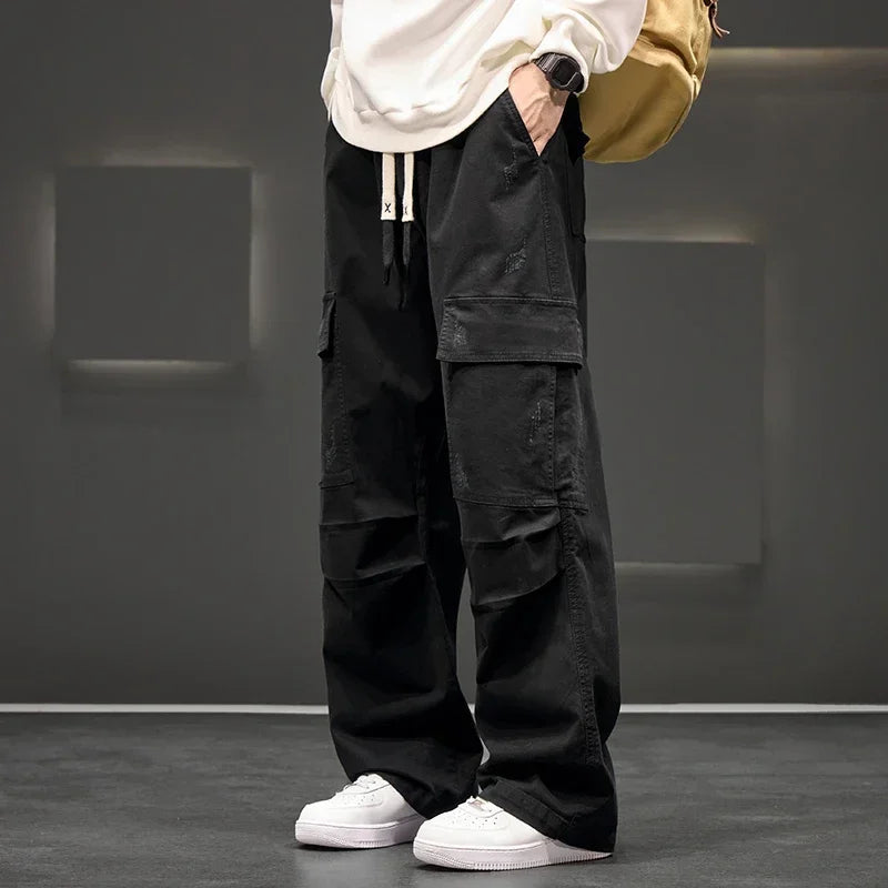 Loftra | Black Cargo Pants with Drawstring Waist 1