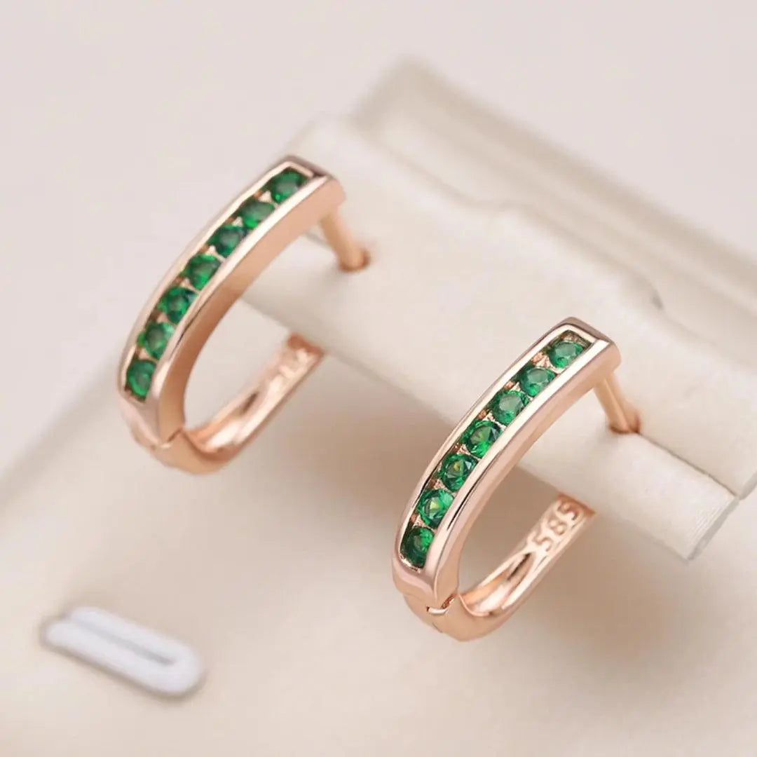 Lunara | Emerald Diamond Gold Earrings 0