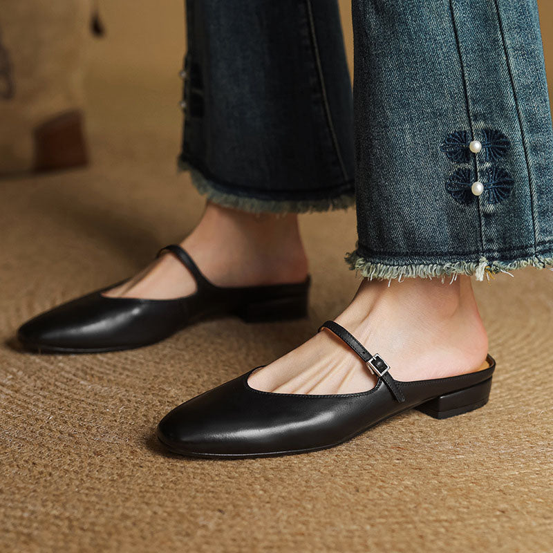 Marina | Women's Leather Mary Jane Summer Flats2