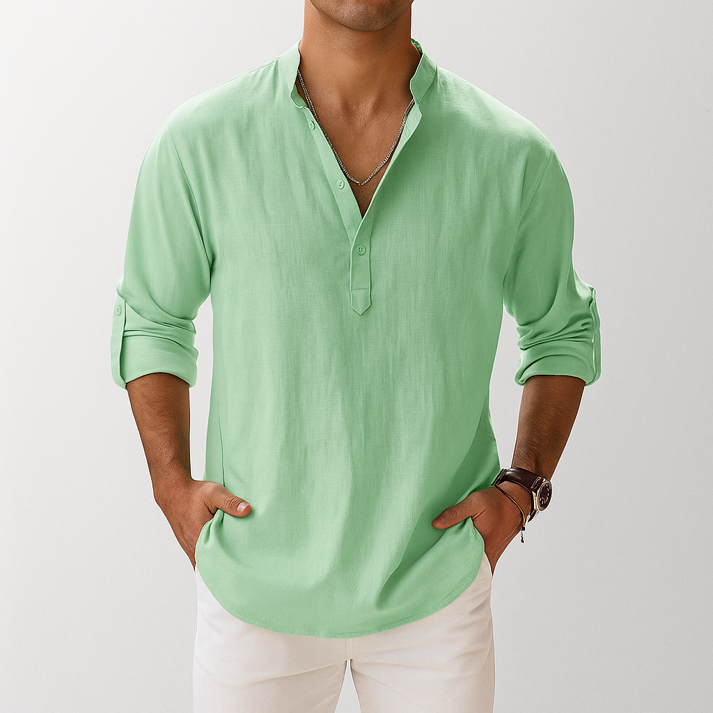Porter | Men's Linen Popover Long Sleeve Shirt 4