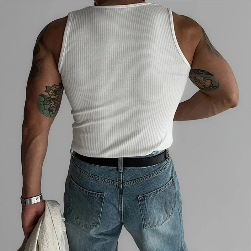 Ribbo | Slim-Fit Ribbed White Tank Top 3