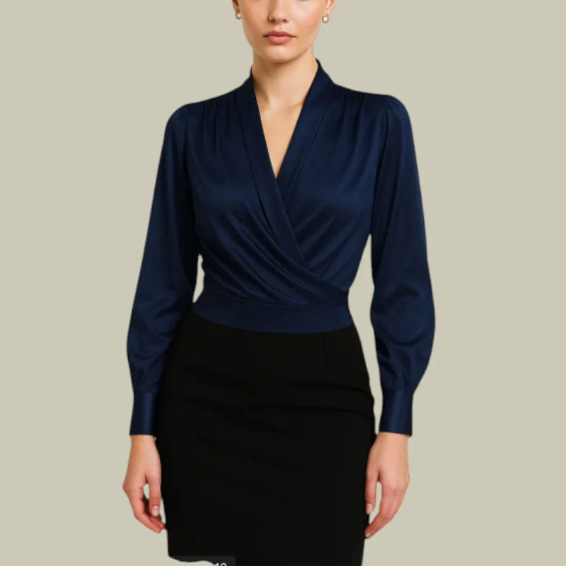 Sofia | V-Neck Wrap Front White Blouse 1