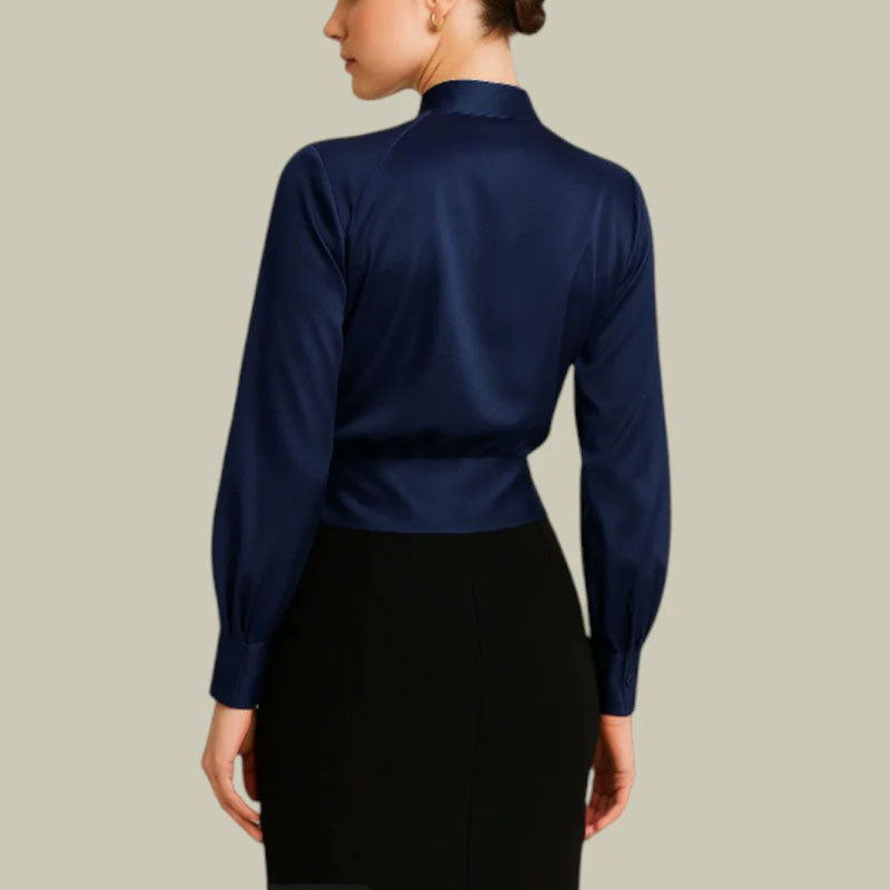 Sofia | V-Neck Wrap Front White Blouse 2