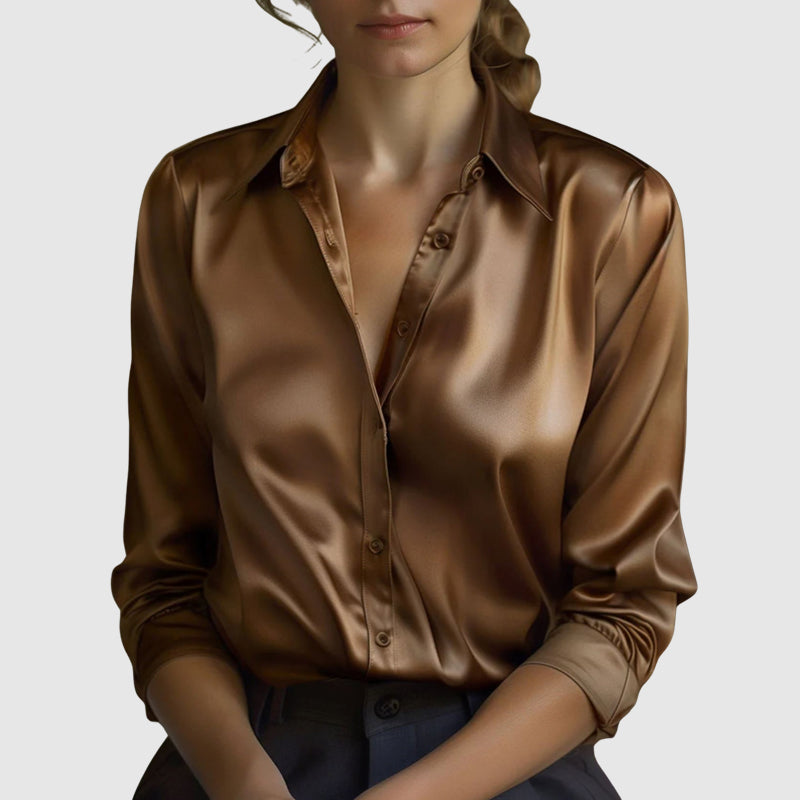 Soflair | Satin Shimmer Button Up Shirt 2