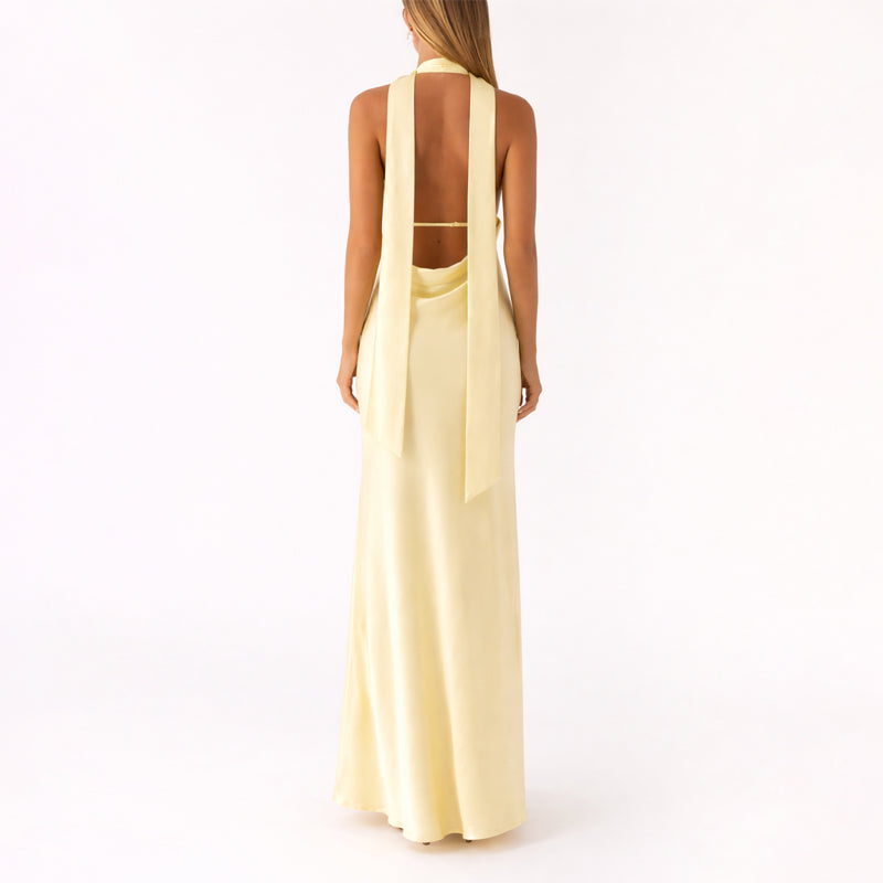 Solea | Halter Neck Long Maxi Dress 4