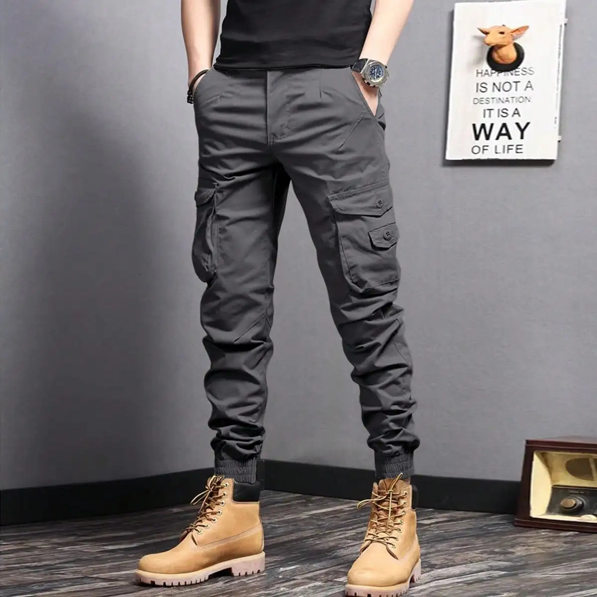 Tactica | Black Cargo Pants with Ample Pocket Space 11