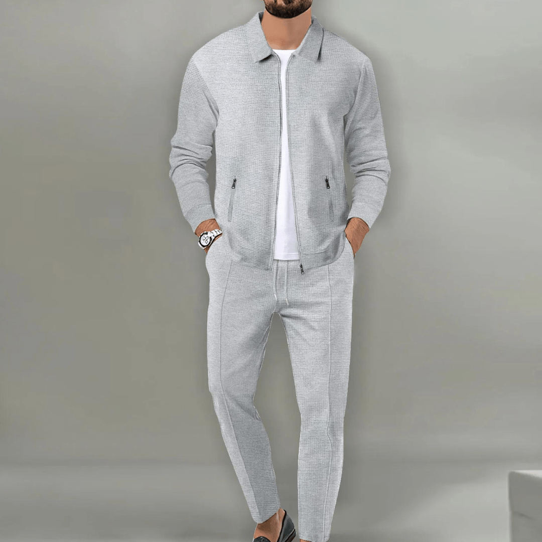 Taron | Men's Waffle Knit Zip Up Tracksuit Set 3