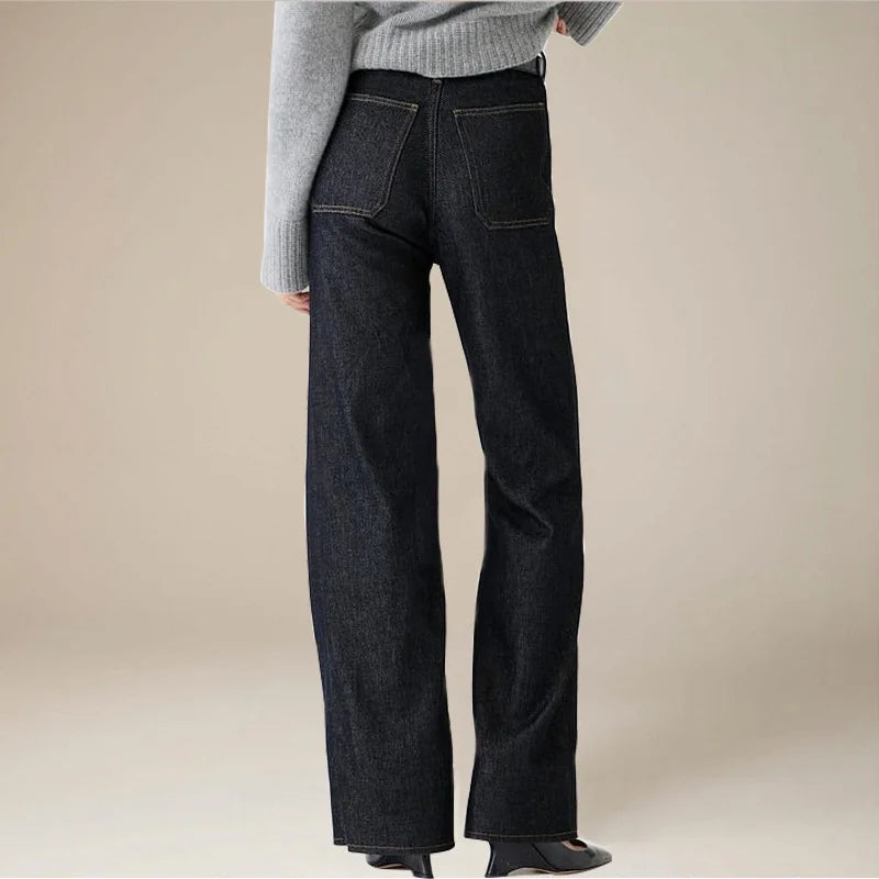 High-Waist Pocketed Denim Trousers for Women | Kaela