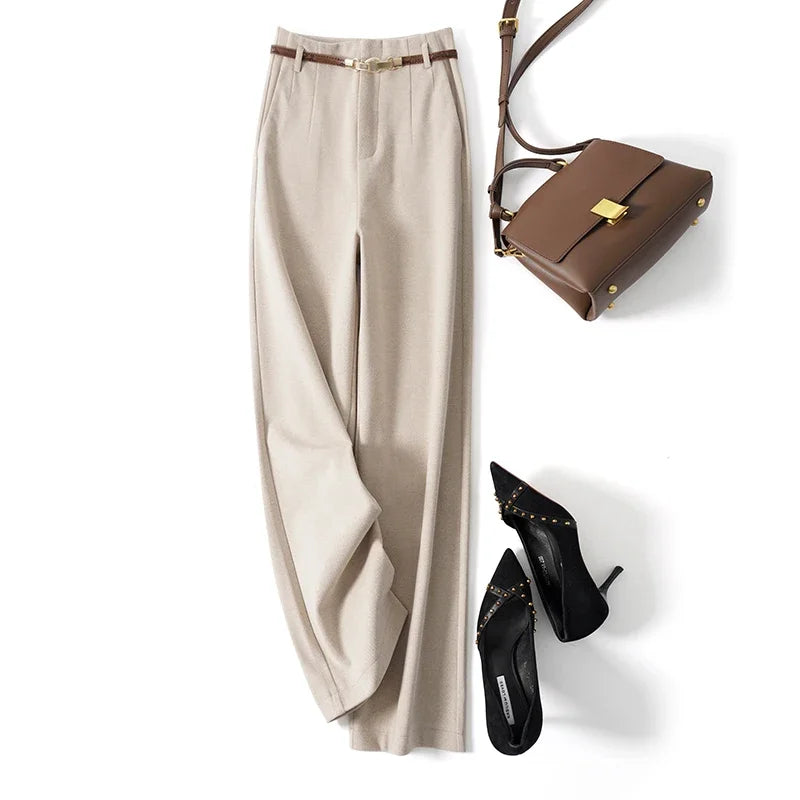 Belted Wool Wide-Leg Pants for Women | Milano