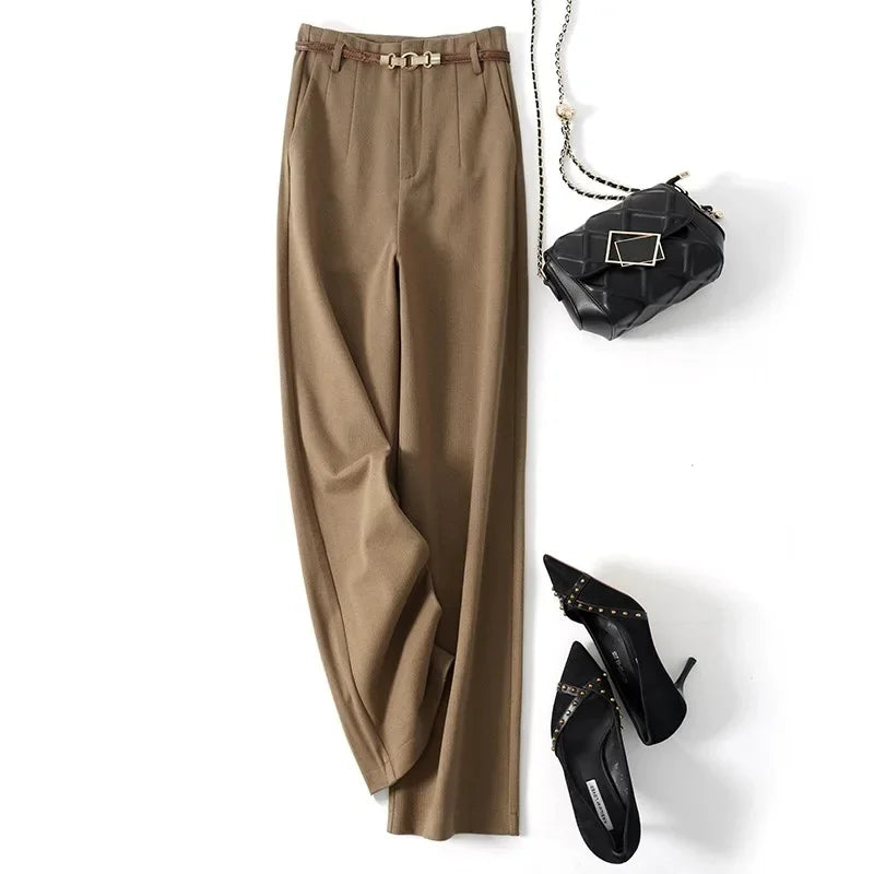 Belted Wool Wide-Leg Pants for Women | Milano