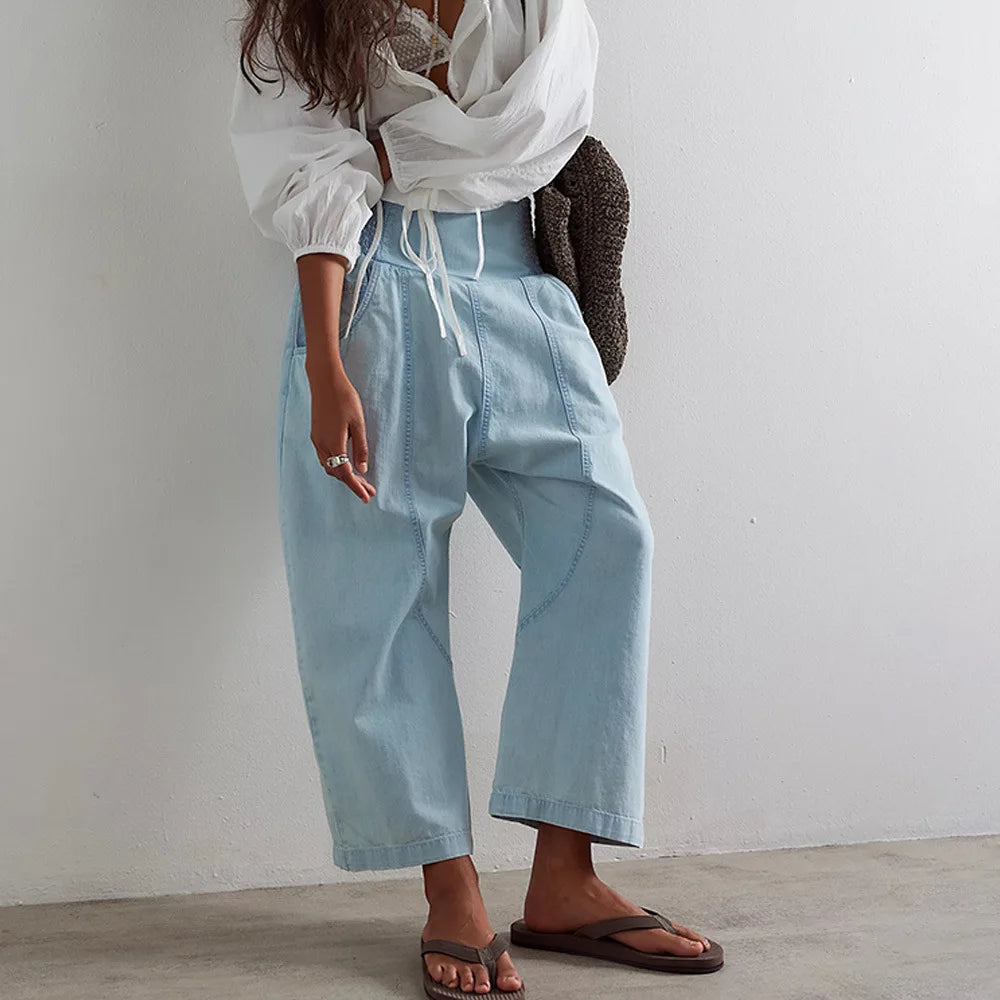 Curved Seam Harem Denim Jeans for Women | Naya