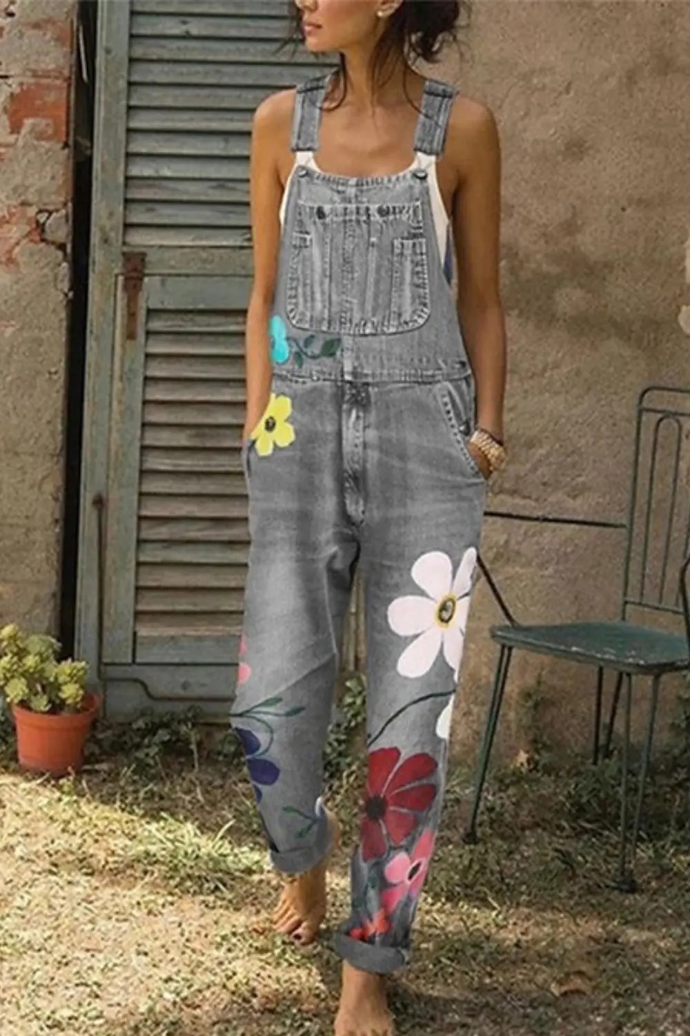 Trelli | Sleeveless Denim Overalls Ankle-Length 0