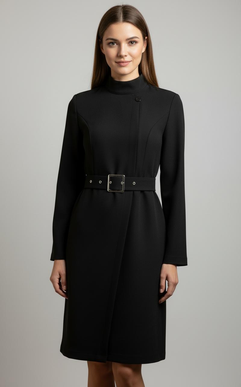 Trevina | Asymmetric Belted A-Line Dress 0