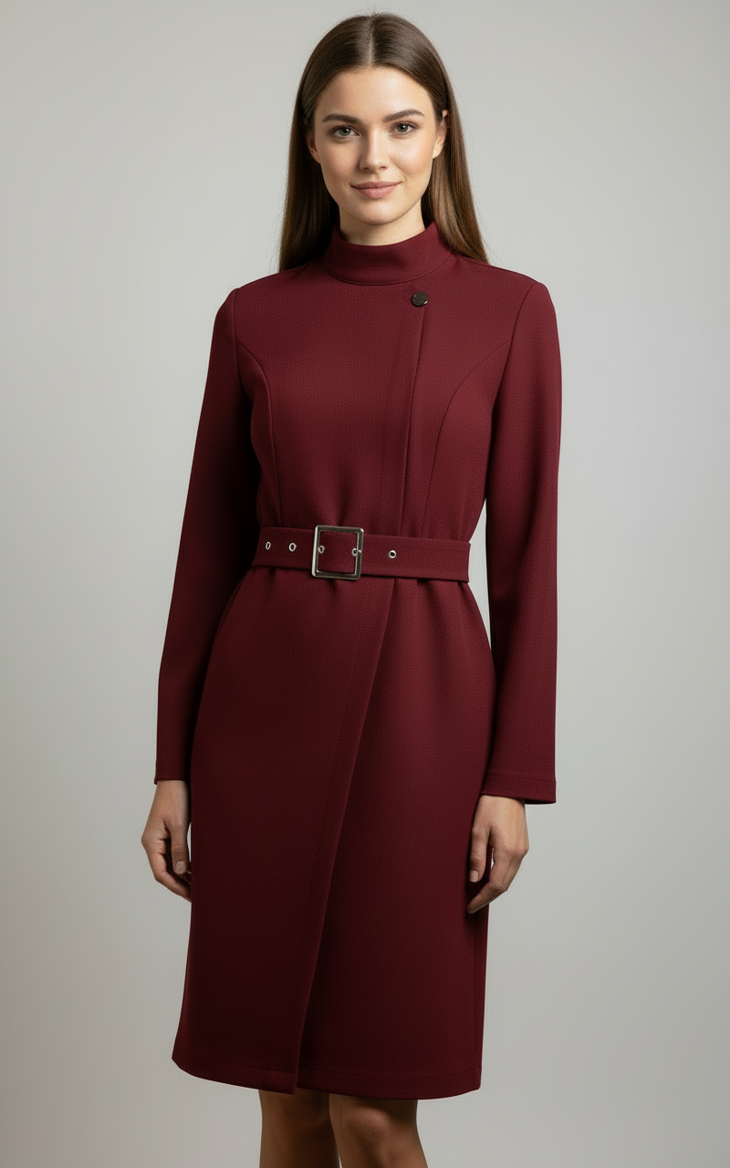 Trevina | Asymmetric Belted A-Line Dress 1